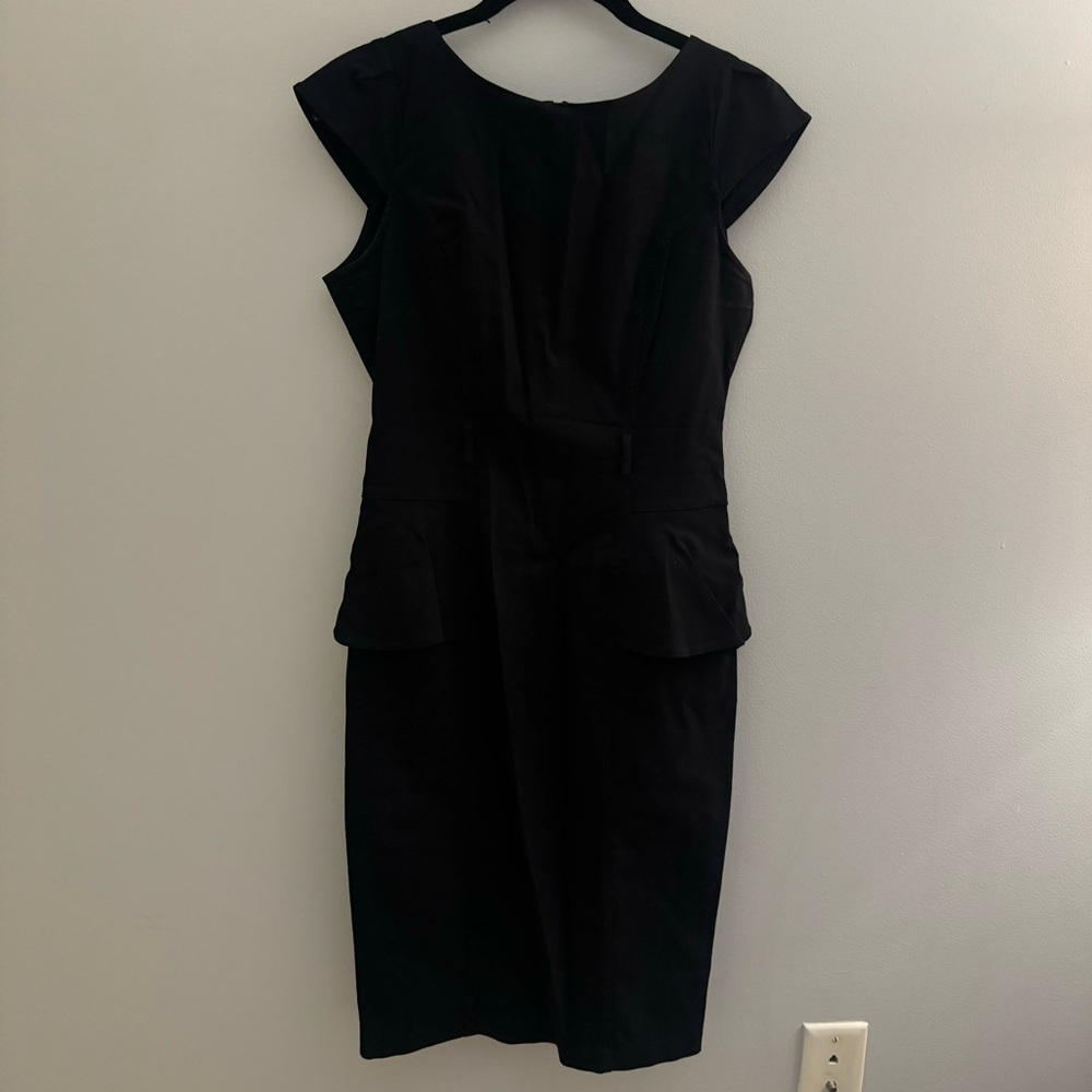 Classic Black Peplum Midi Dress